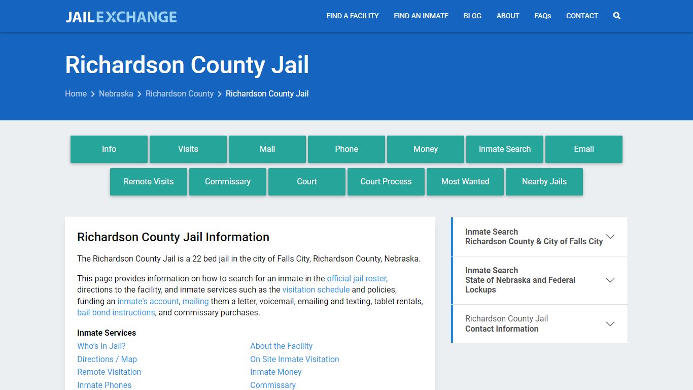 Richardson County Jail, NE Inmate Search, Information